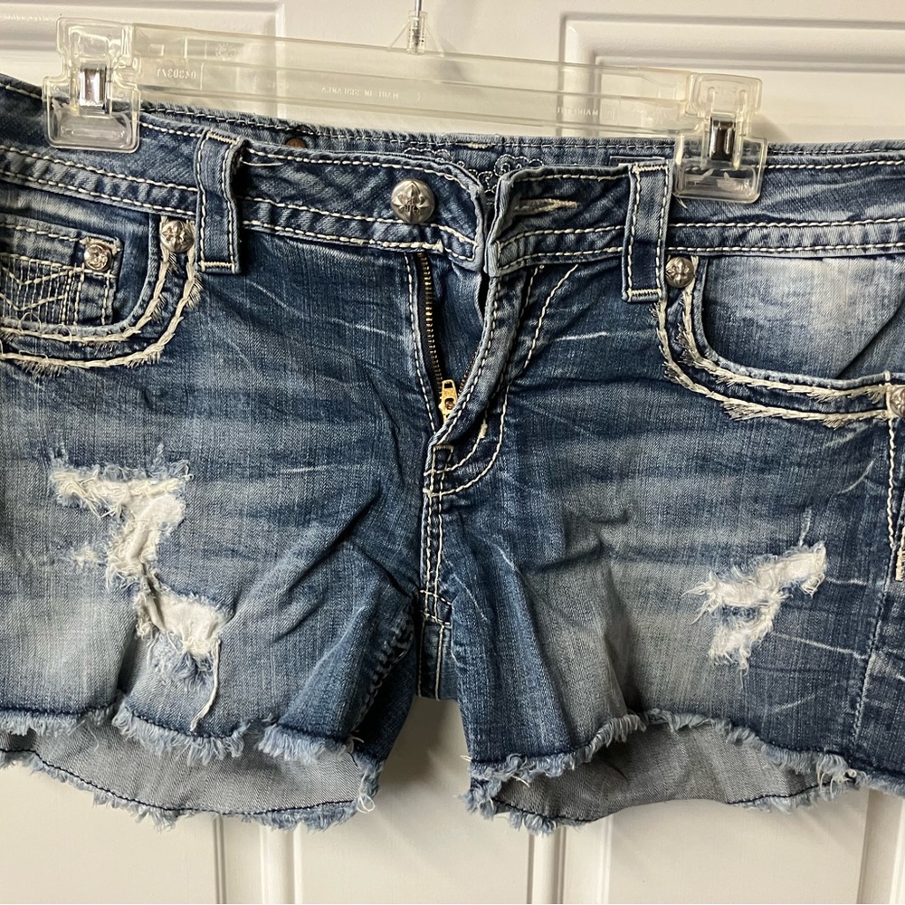 Signature Blue Distressed Jean Shorts